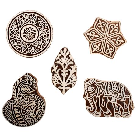 Set of 5 Piece New Mix Wooden Printing Block